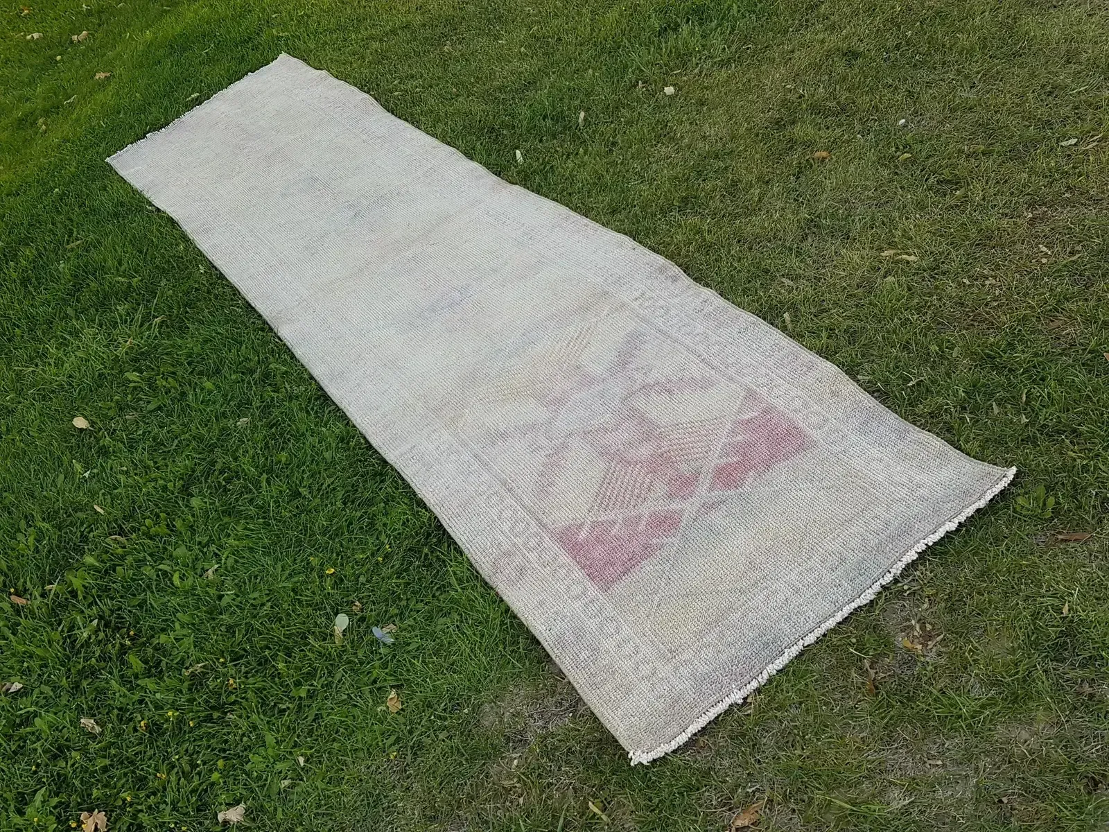 Mid 20th Century Faded Vintage Herki Runner   Designer Carpet photo furniture