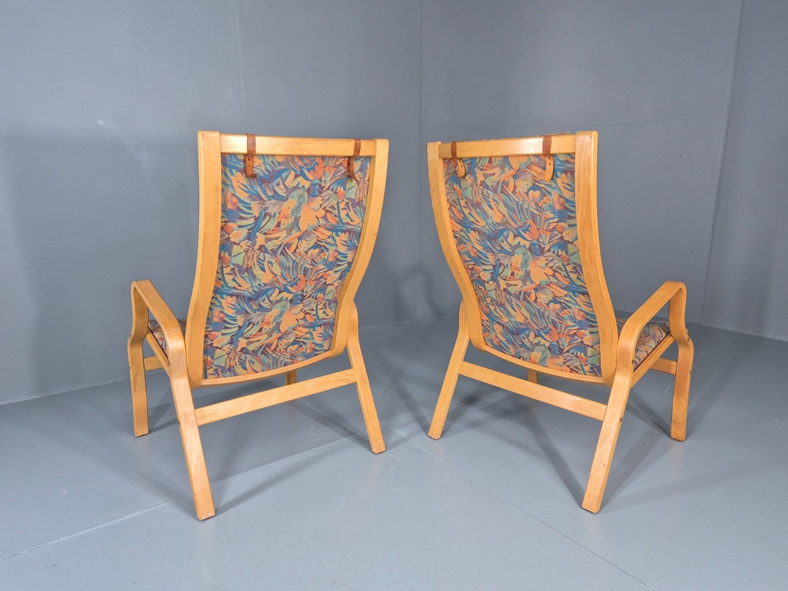 photo for sale 2 Vintage Bentwood Lounge Chairs Finn Ostergaard 1980s Retro Mcm Eb11339 Mben