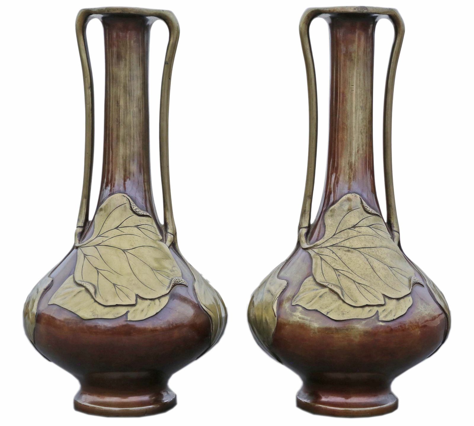 Pair Of Large Fine Quality Japanese Meiji Mixed Metal Vases   Antique, C.1910 photo 3495.0