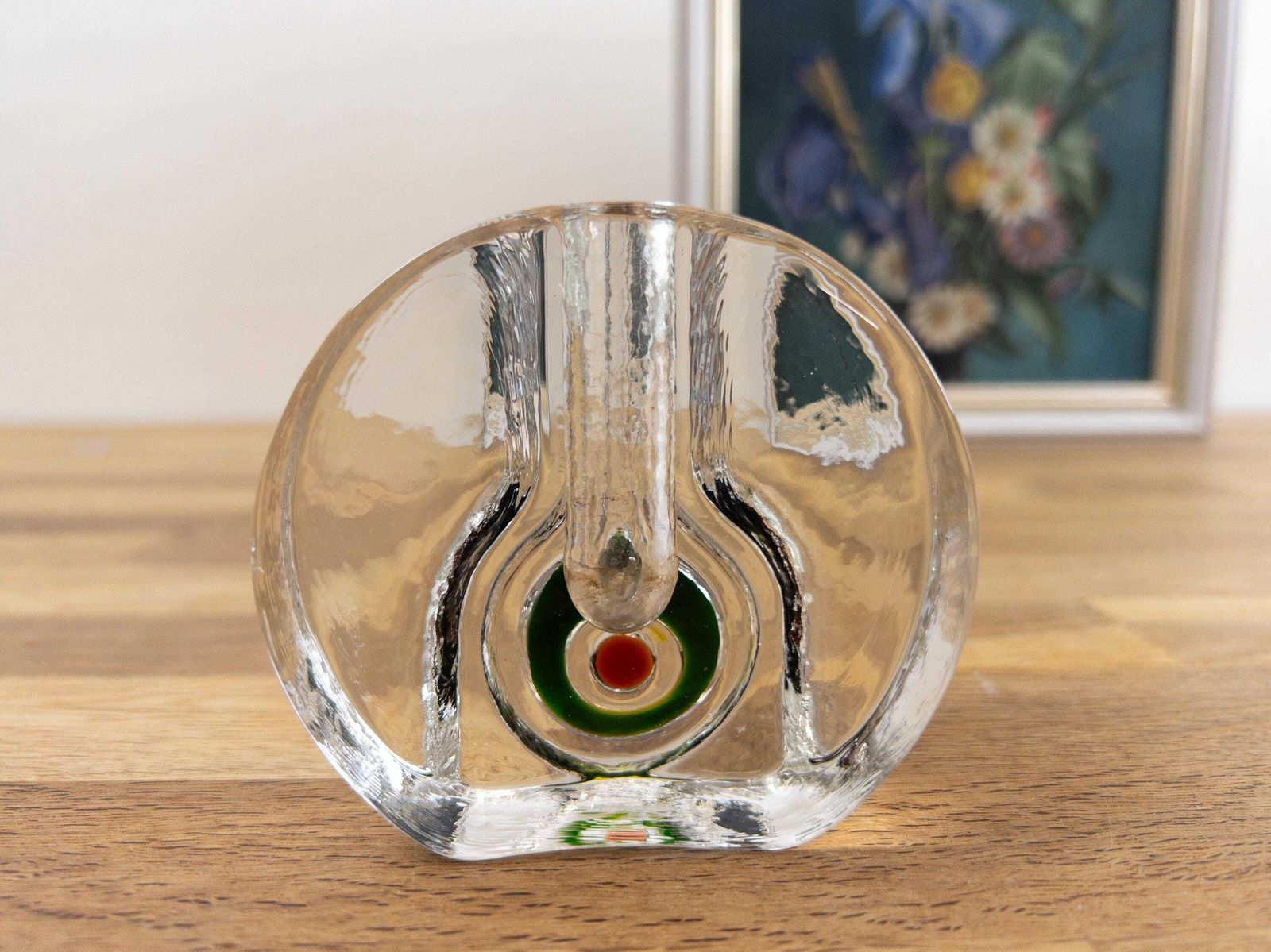 photo furniture Walther Glass Wheel Vases: 1960s Solifleur Pair With Bullseye Motif