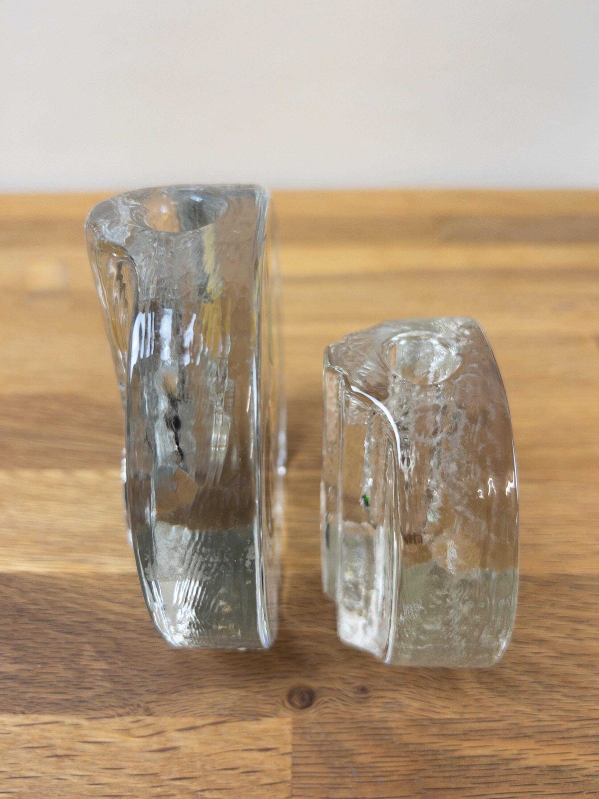 60.0 Walther Glass Wheel Vases: 1960s Solifleur Pair With Bullseye Motif photo