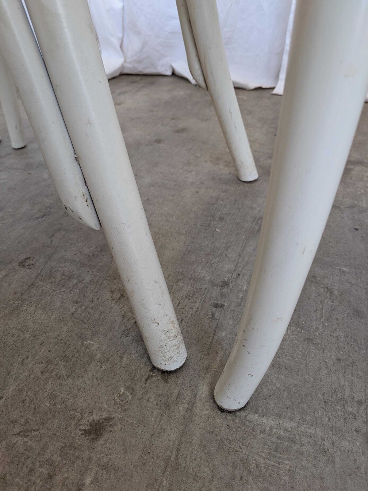 875.0 Set Of 4 Vintage Thonet Style Dining Chairs: White Wood & Cane Seat photo