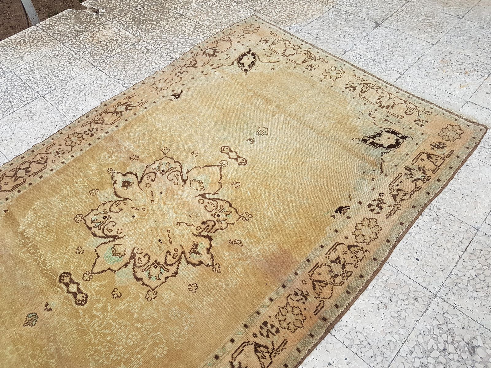 Faded Turkish Karapinar Rug 52'' X 86'' photo vintage
