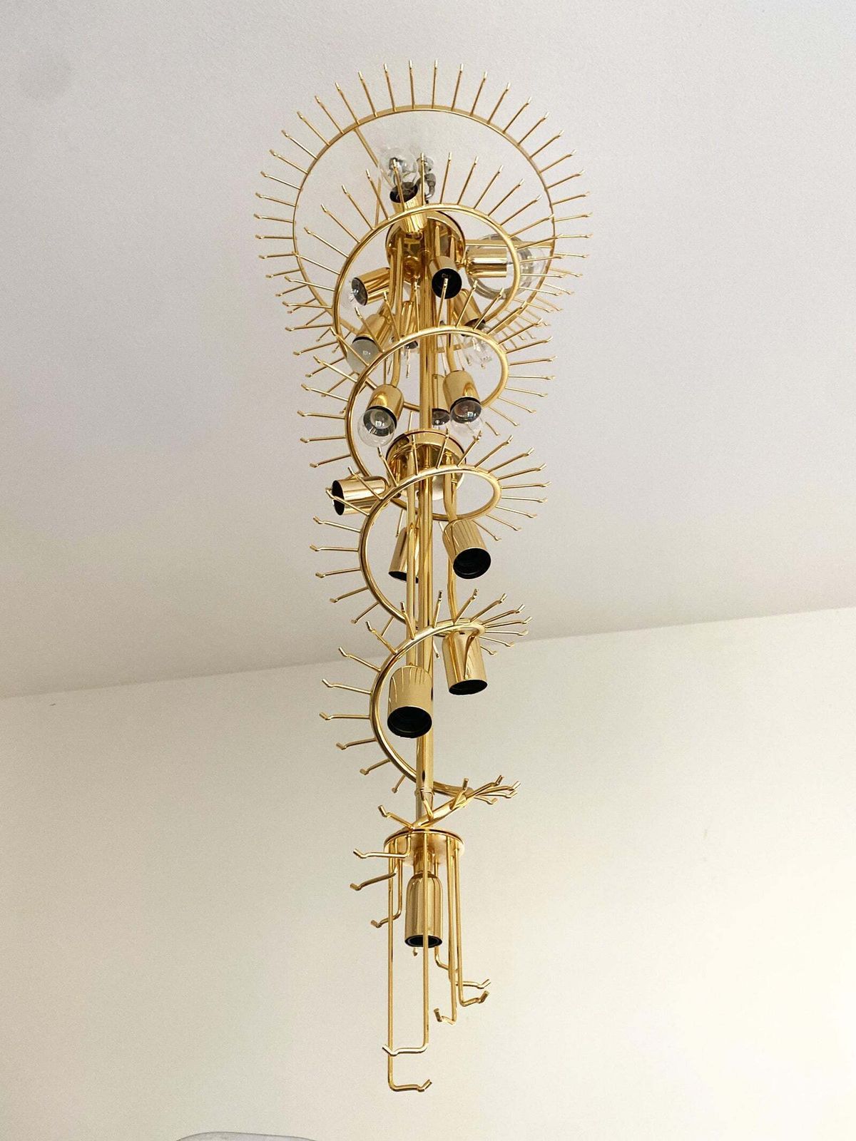Contemporary Amber “Quadriedro” Murano Glass Twister Chandelier In Venini Style photo buy