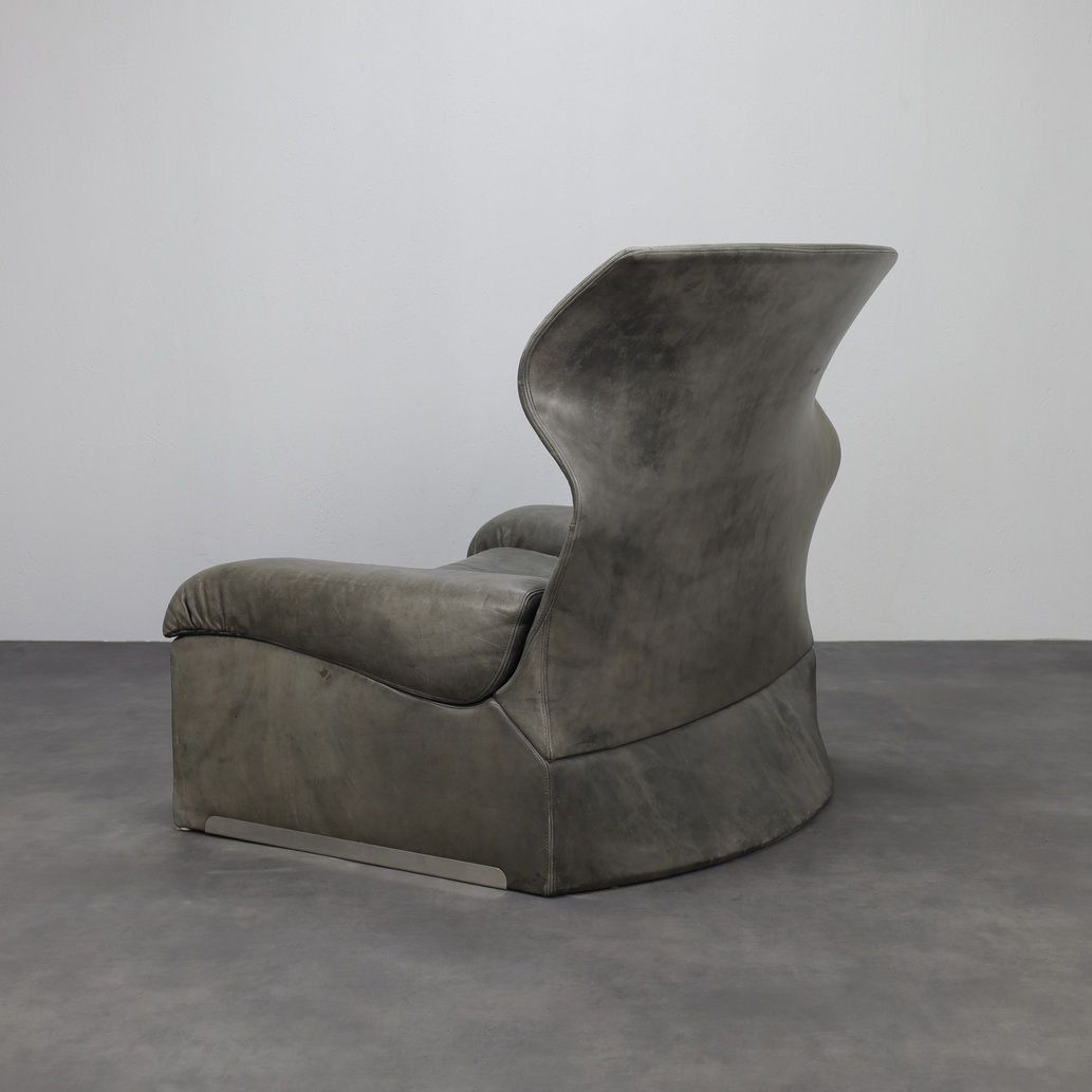 Vela Alta Leather Lounge Chair And Ottoman By Giovanni Offredi For Saporiti, Italy, 1970s photo 1326.0