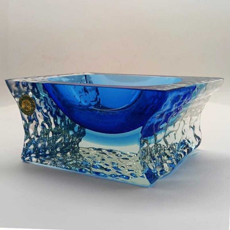 1960s Ashtray Or Catch All In Hand Worked Murano Glass By Flavio Poli For Seguso. Made In Italy