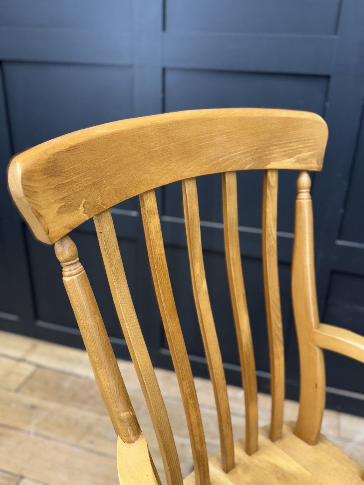 Preloved Farmhouse Beech Windsor Armchair / Kitchen Fireside Chair (B) photo Furniture
