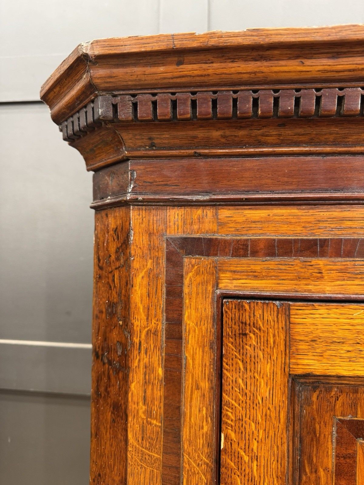 Georgian Oak Wall Corner Cupboard / Hanging Corner Cabinet / Hall Storage photo furniture