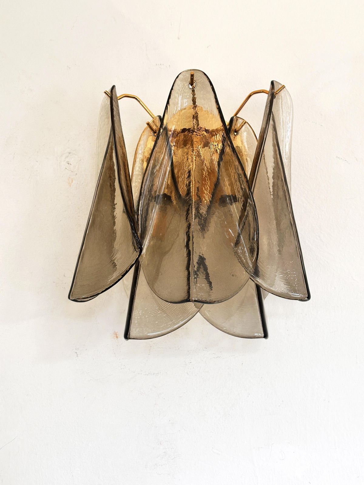 Contemporary Modern Smoked Fumè "Rondini" Murano Wall Sconces  Set Of Two photo furniture