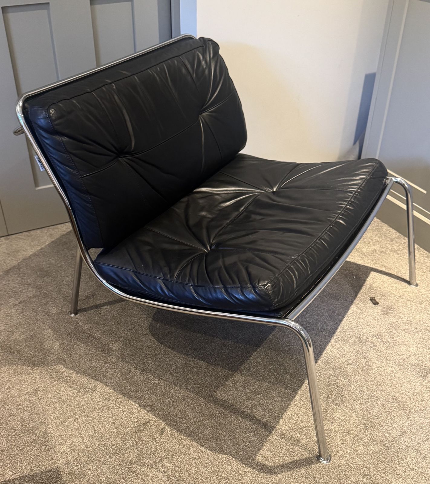Living Divani Black Leather Frog Chair photo for sale