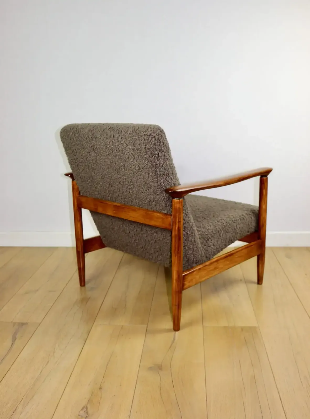 photo furniture Gfm 142 Armchair, Designed By Edmund Homa From The 1970s, Brown Chocolate, Thick Bouclé