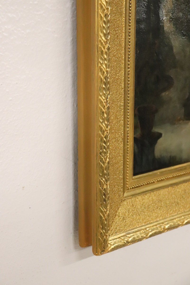 Romantic Scene, 1800s, Oil On Paper Mounted On Canvas, Framed photo 1668.0