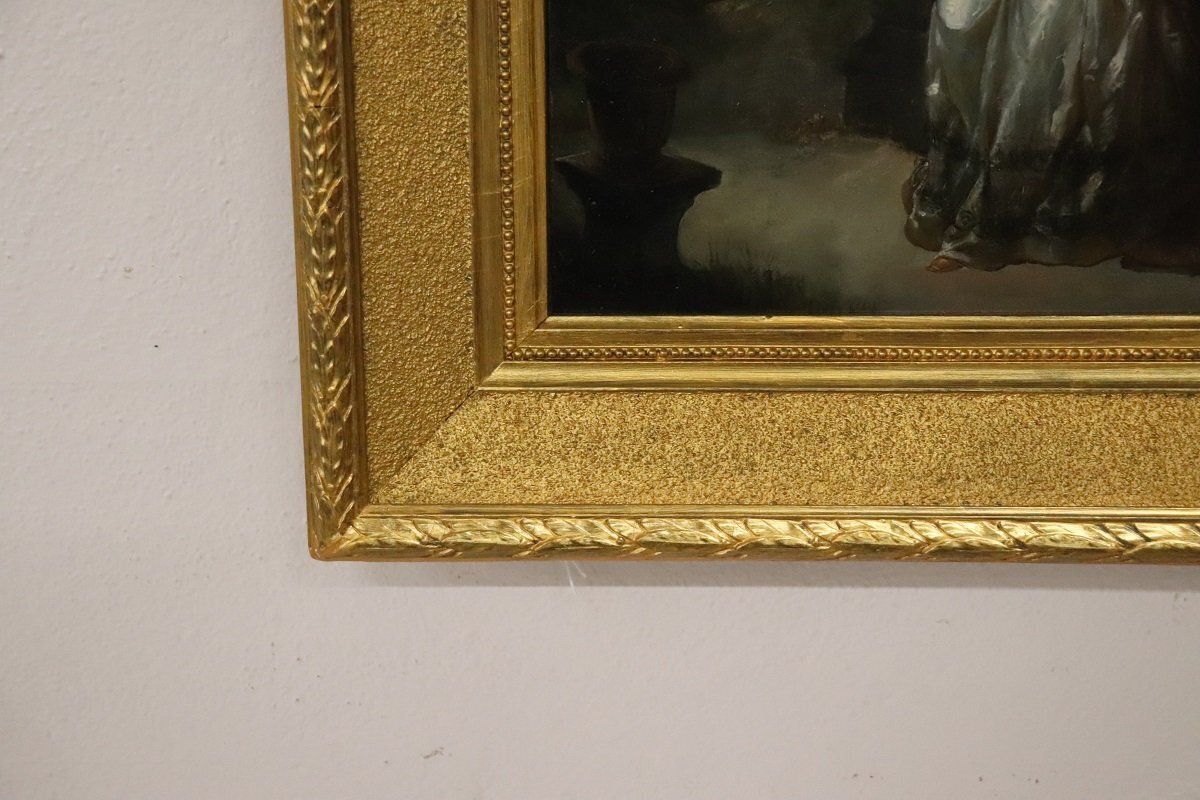 Romantic Scene, 1800s, Oil On Paper Mounted On Canvas, Framed photo buy