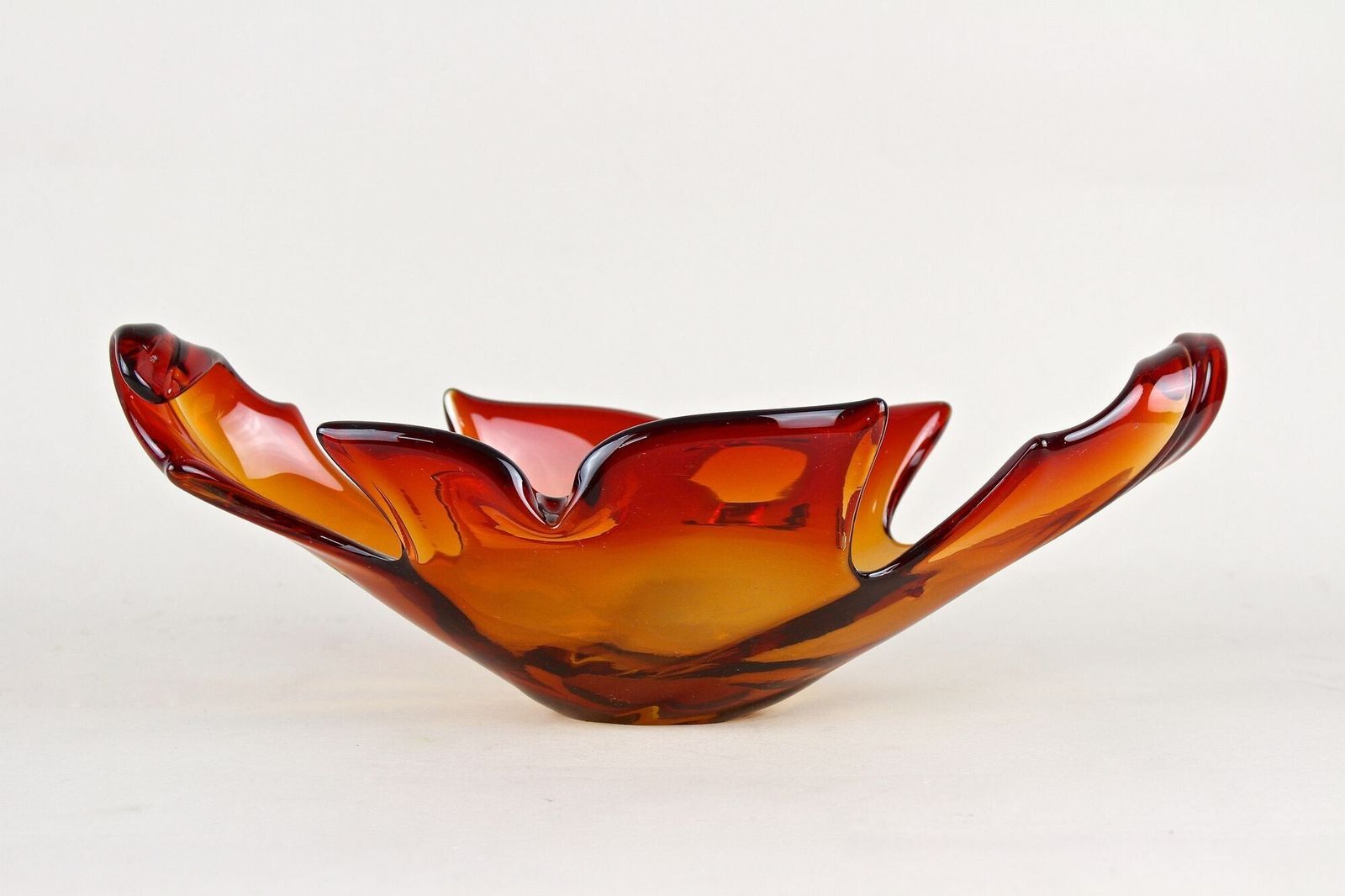 Mid Century Murano Glass Bowl   Amber/Orange/Red Tones, Italy, Circa 1960 photo Home Decor