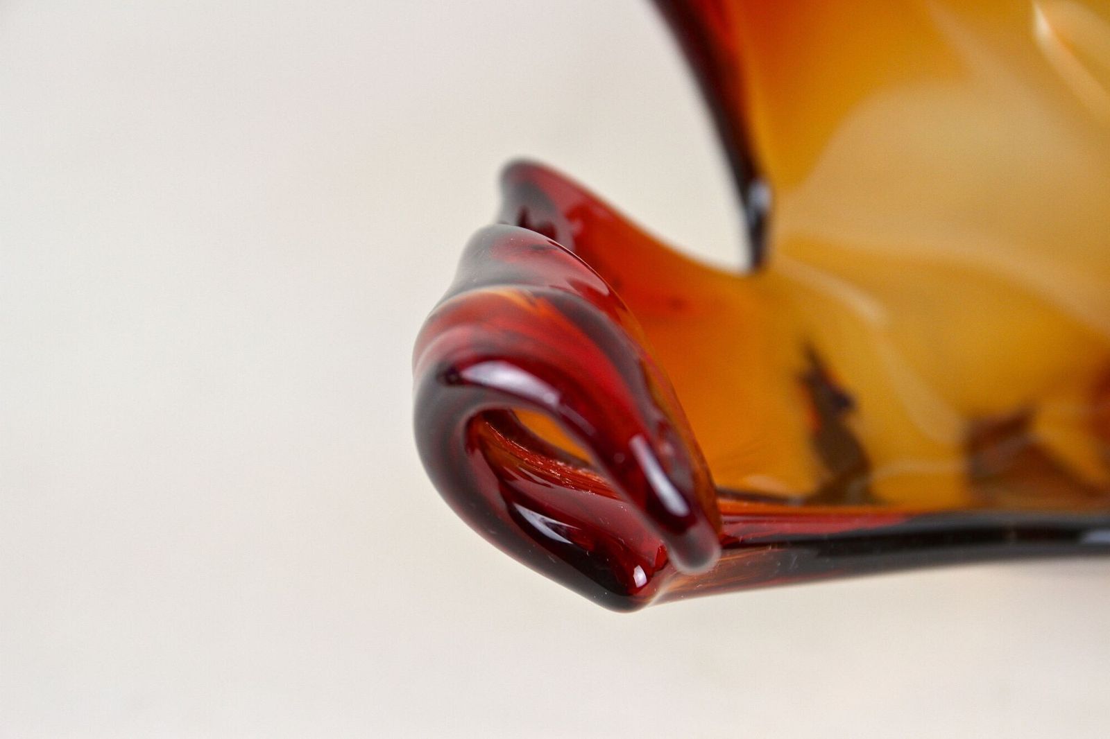 photo furniture Mid Century Murano Glass Bowl   Amber/Orange/Red Tones, Italy, Circa 1960