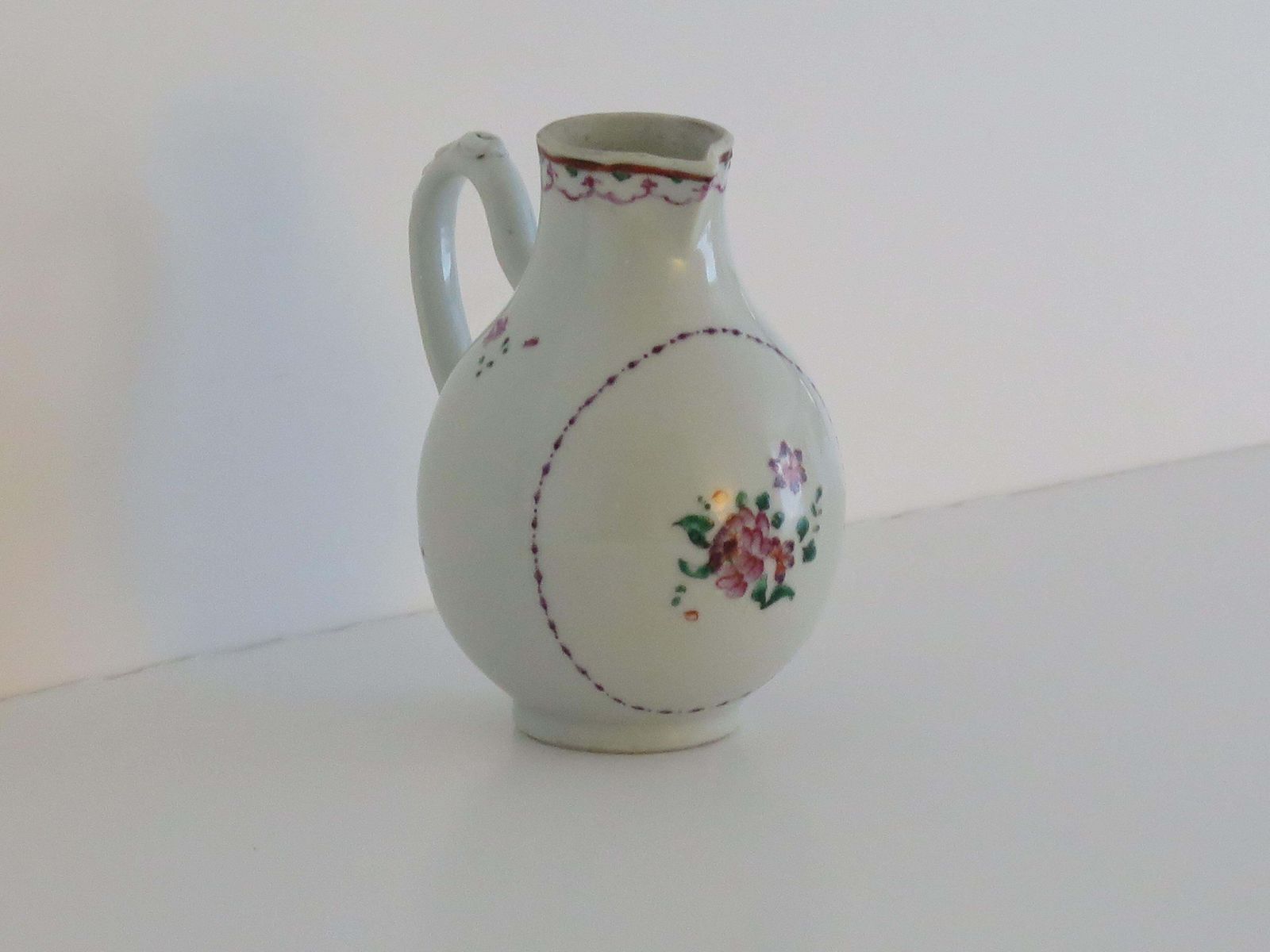 photo furniture 18thc Chinese Sparrow Beak Jug Porcelain Hand Painted Famille Rose, Ca 1775