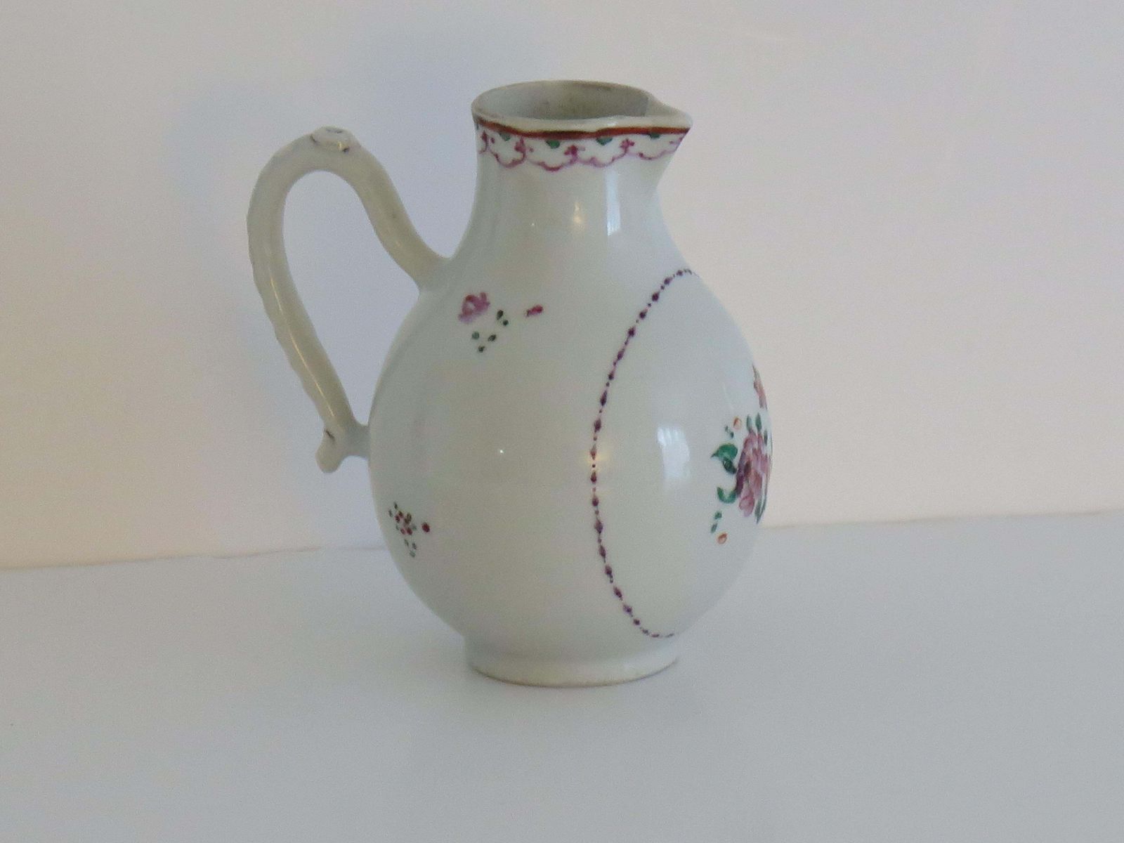 photo for sale 18thc Chinese Sparrow Beak Jug Porcelain Hand Painted Famille Rose, Ca 1775