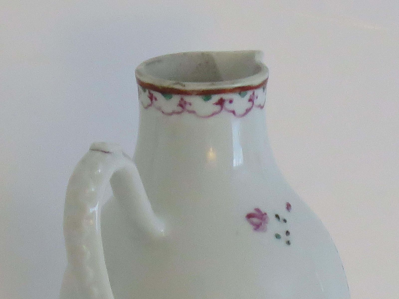 Home Decor 18thc Chinese Sparrow Beak Jug Porcelain Hand Painted Famille Rose, Ca 1775 photo