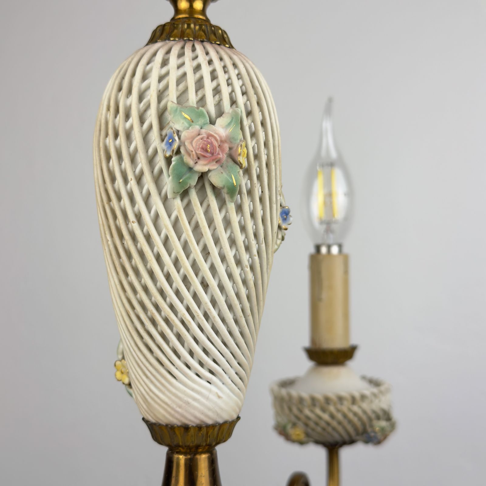 Art Nouveau Capodimonte Chandelier, Italy 1930s photo buy