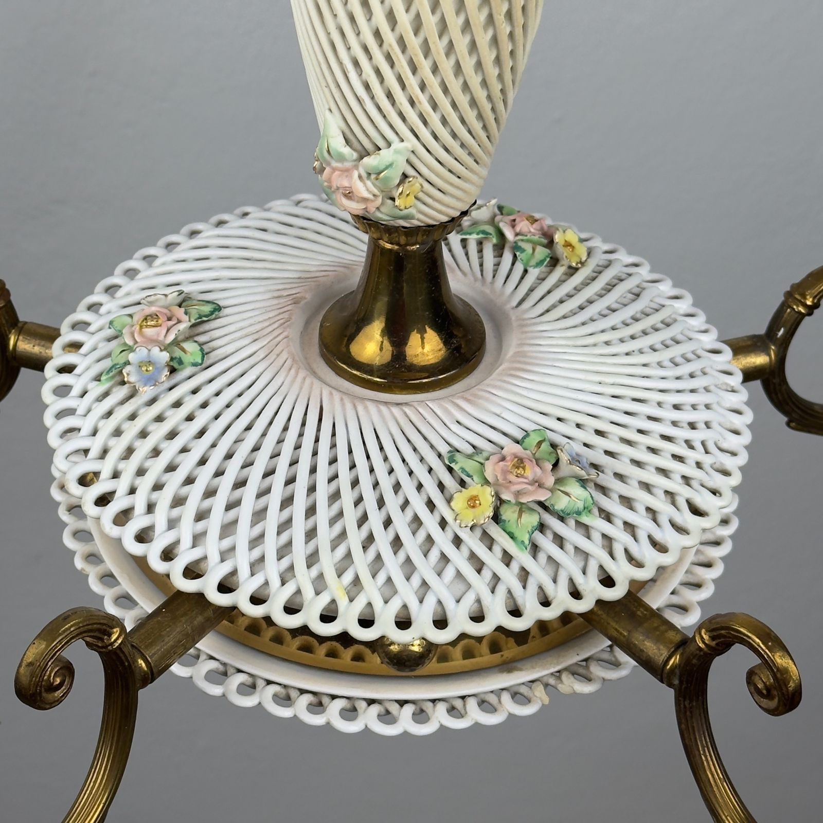 photo for sale Art Nouveau Capodimonte Chandelier, Italy 1930s