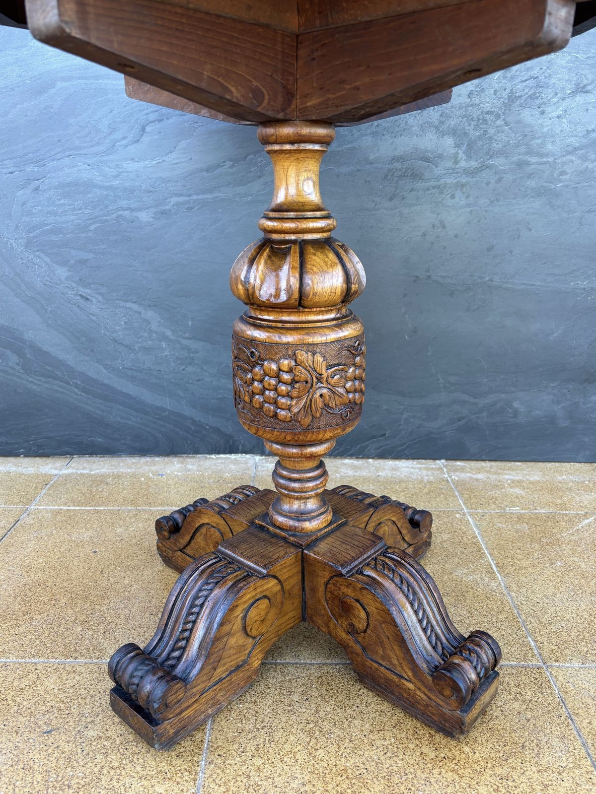 photo for sale Renaissance Revival Carved Octagonal Pedestal Table, Early 20th Century