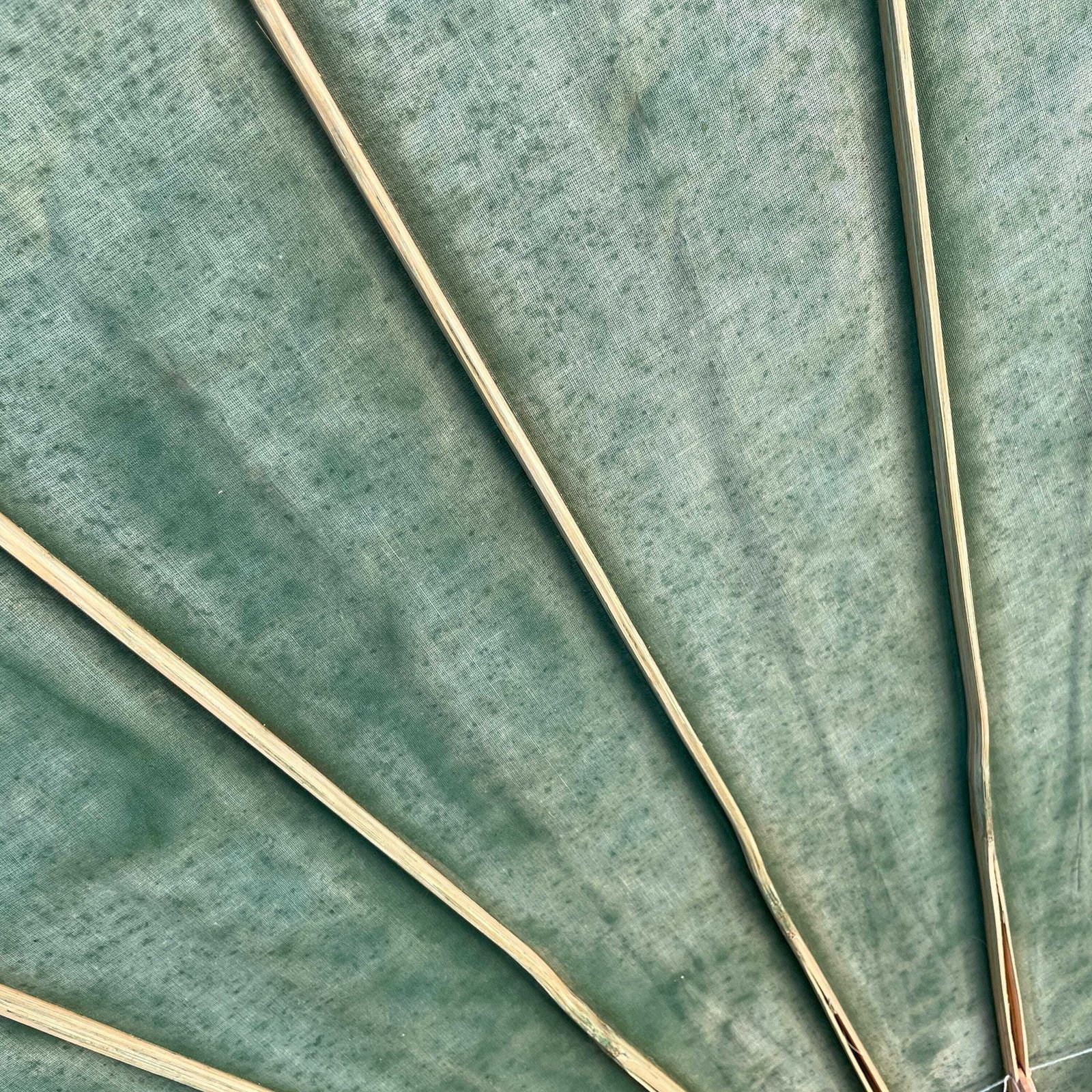 photo vinterior Japanese Hand Painted Parasol Large Garden Bamboo Umbrella Vintage Oriental Decor Asian Folk Art Display Pandas Green Display