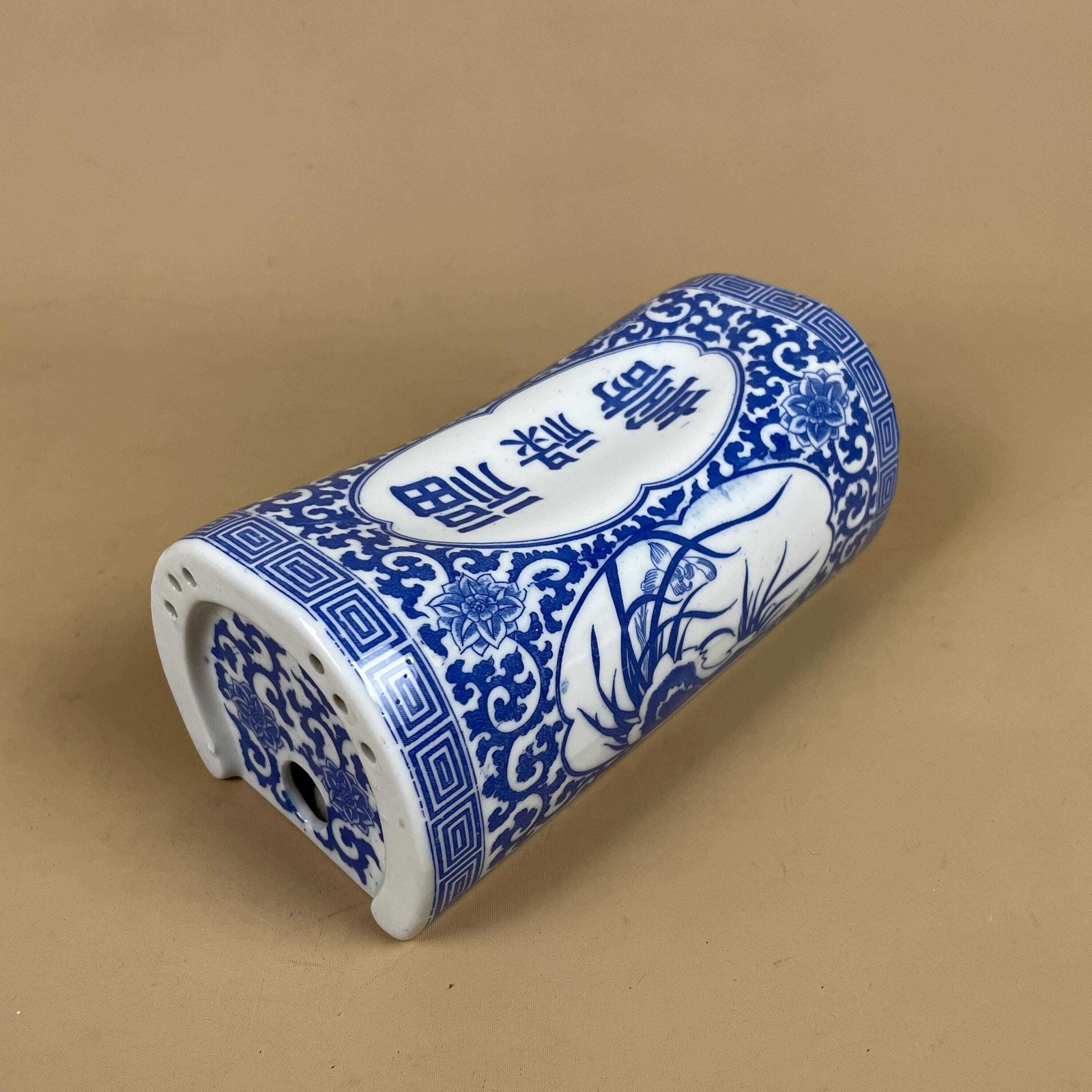 Chinese Blue White Porcelain Pillow Ceramic Neck Rest Traditional Oriental Asian Headrest Decorative photo furniture