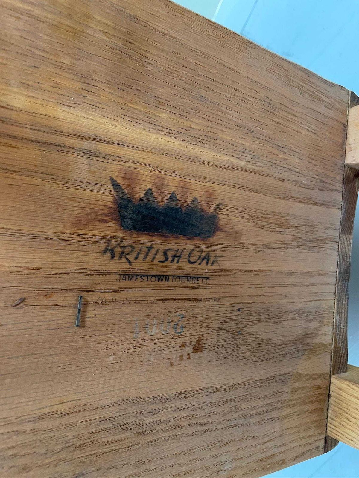 photo for sale Vintage Jamestown Furniture British Oak Nightstand Or Side Table Arts Crafts Style