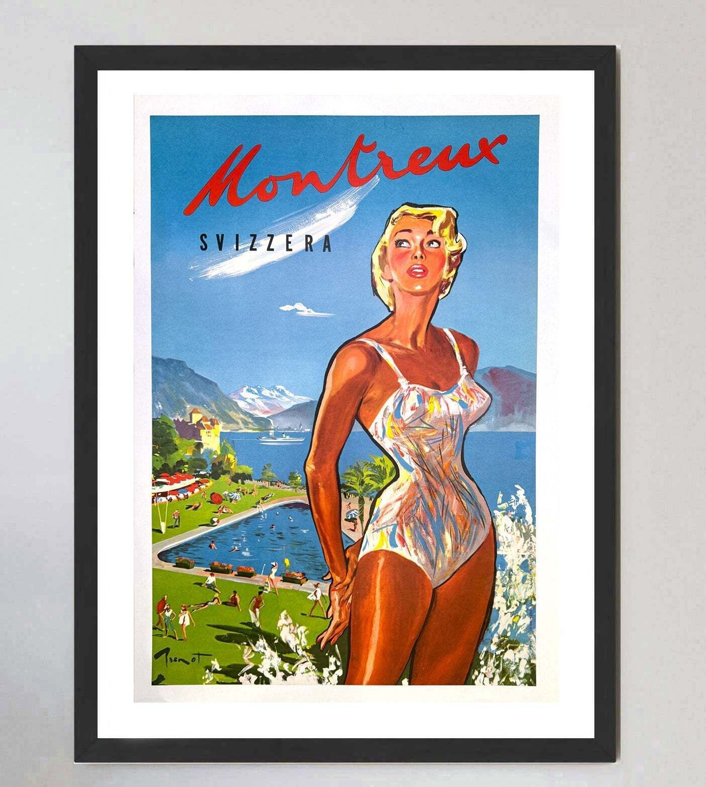 Montreux, Swizzera Original Vintage Poster photo furniture
