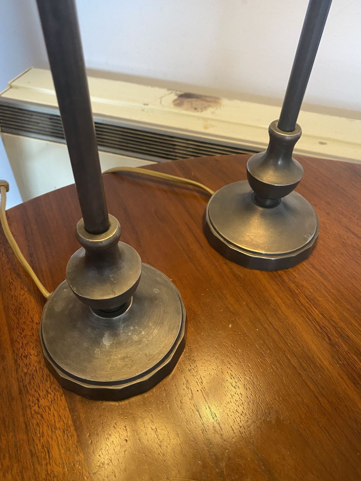 Pair Of Chehoma Metal Lamps, Late 20th Century photo for sale