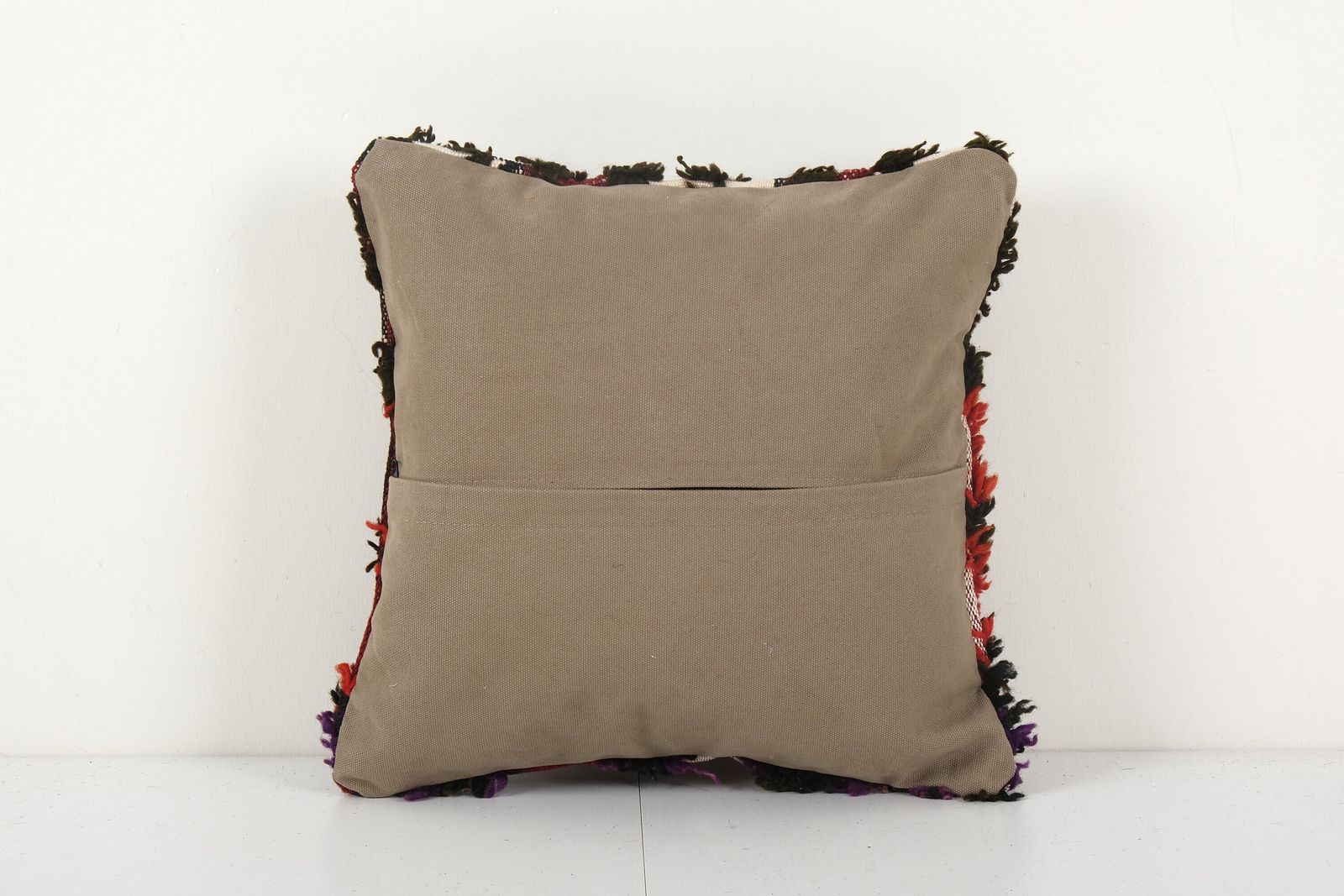 Vintage Handwoven Turkish Flokati Pillow Cover, Shaggy Tulu Rug