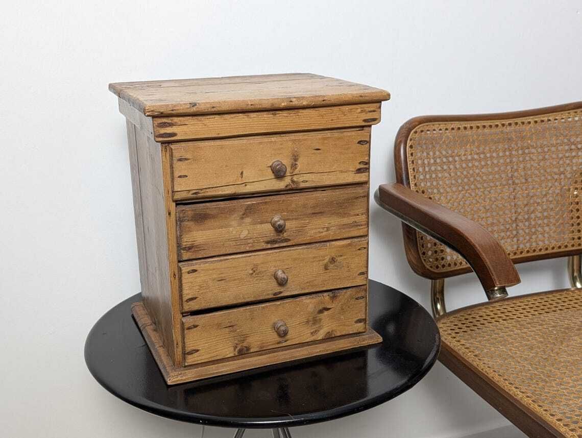 Small Rustic Primitive Apothecary Chest Of Drawers In Natural Pine 1940s photo Furniture