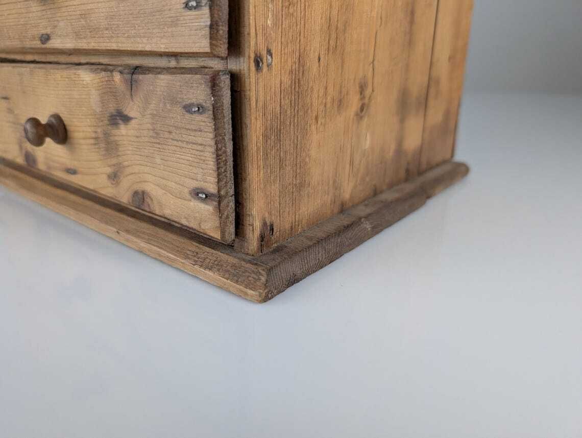 Small Rustic Primitive Apothecary Chest Of Drawers In Natural Pine 1940s photo buy