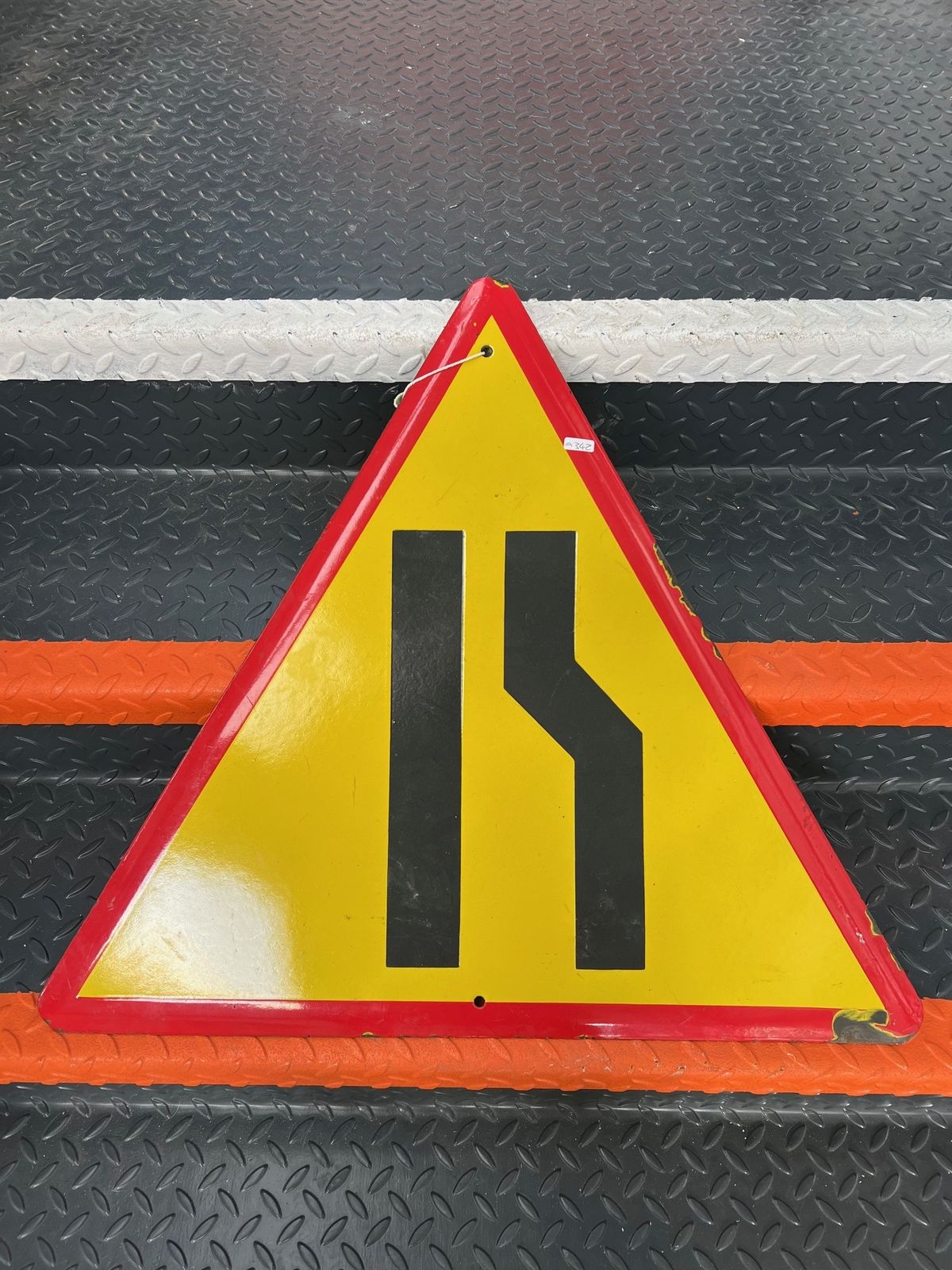 Vintage Enamel Road Sign   Roads Merging