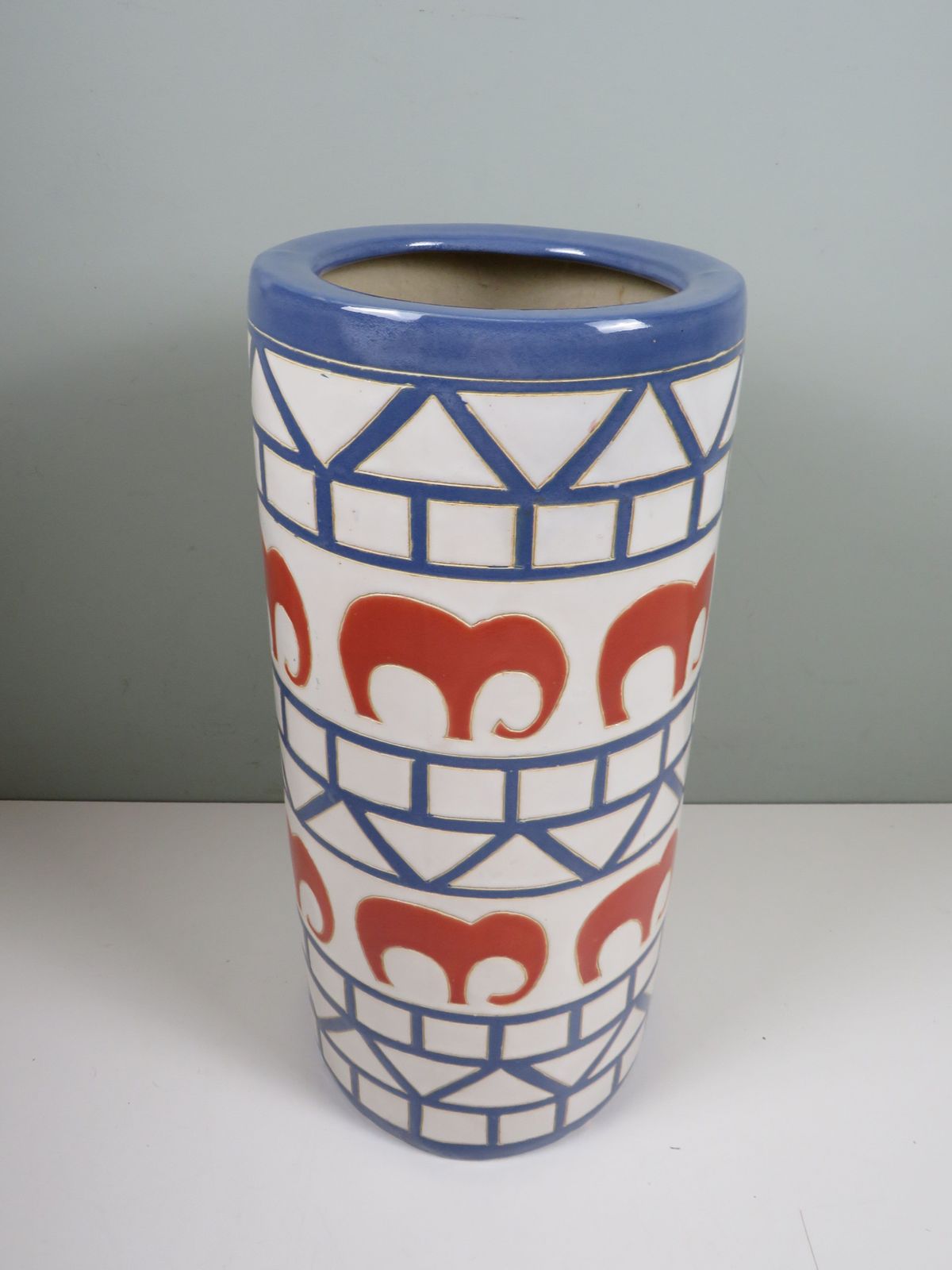 Italian Mid Century Ceramic Umbrella Stand With Elephant Motif, 1960s photo furniture