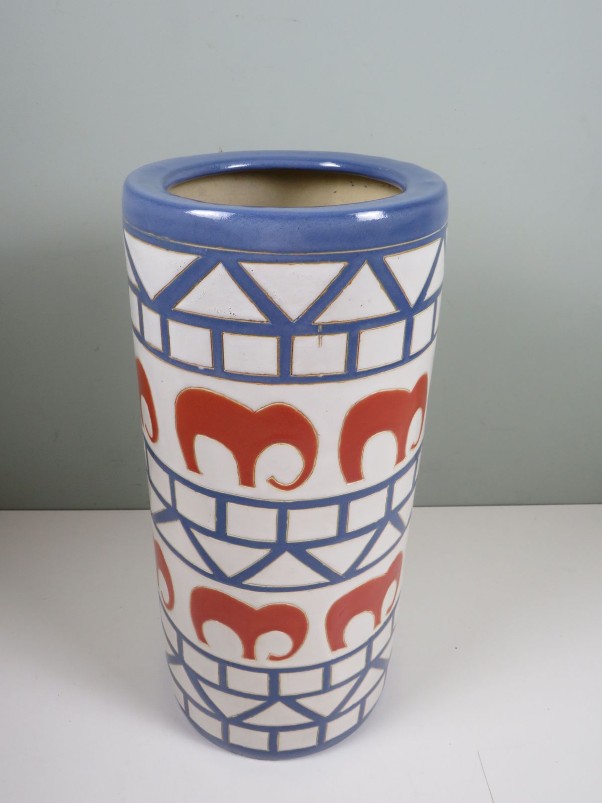 Italian Mid Century Ceramic Umbrella Stand With Elephant Motif, 1960s photo 520.0