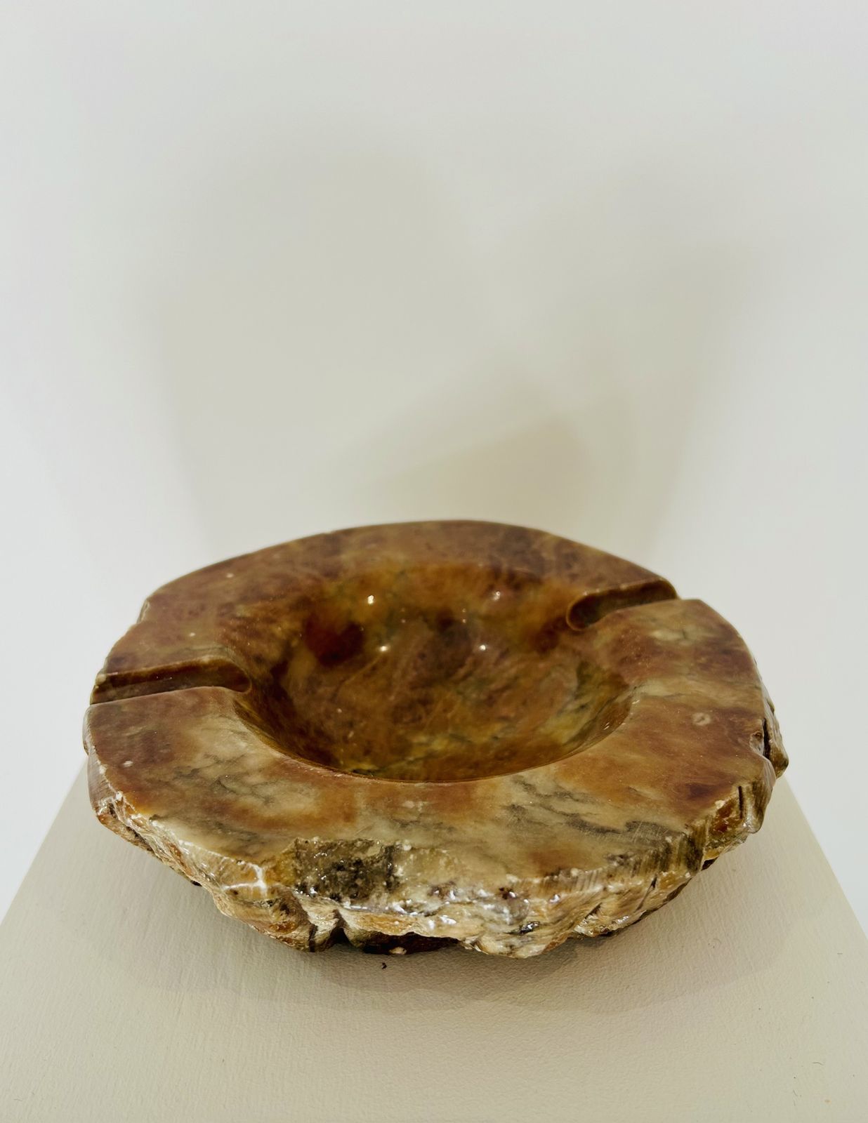 1960s Large Italian Alabaster Astray/Incense Holder In Tones Of Brown photo furniture