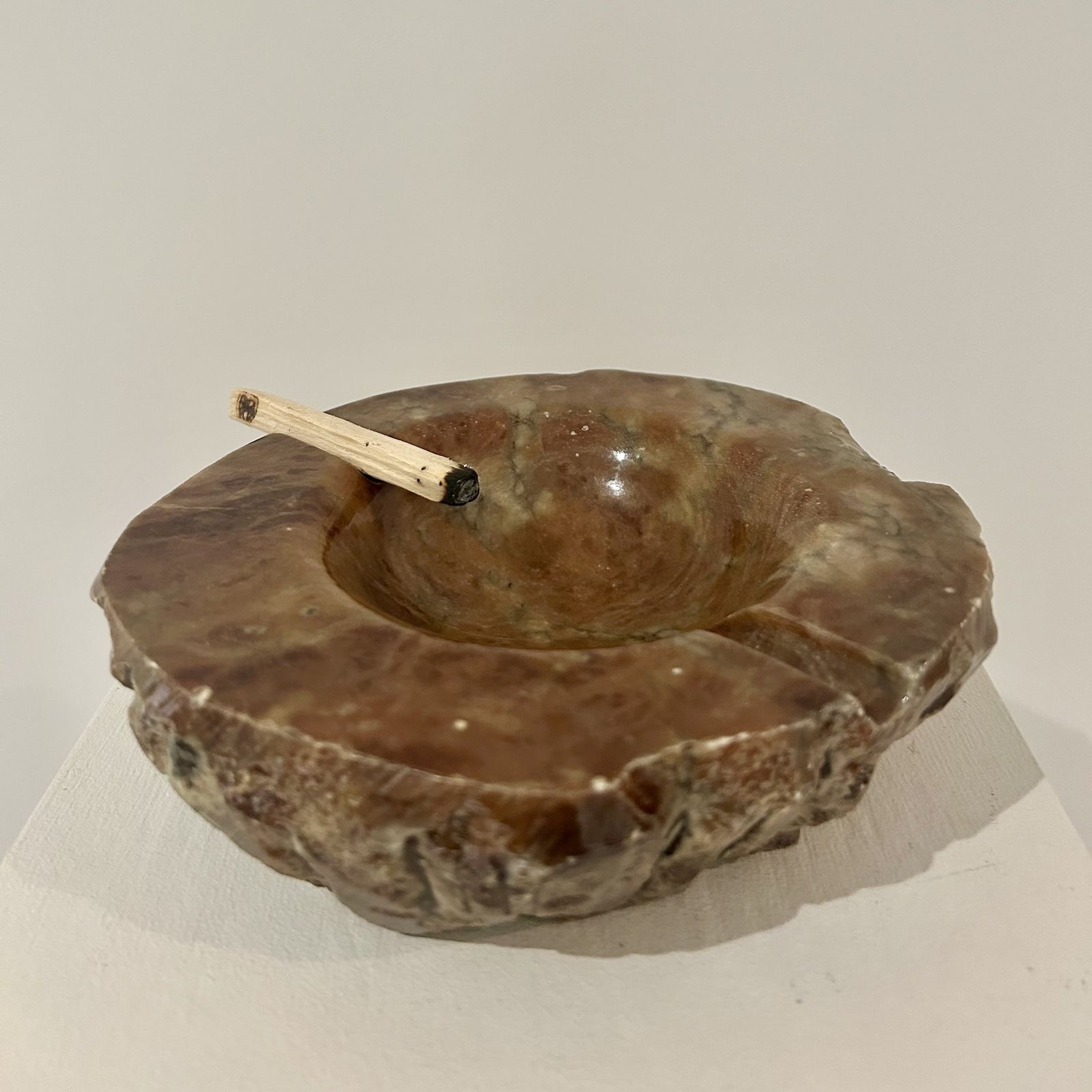 1960s Large Italian Alabaster Astray/Incense Holder In Tones Of Brown