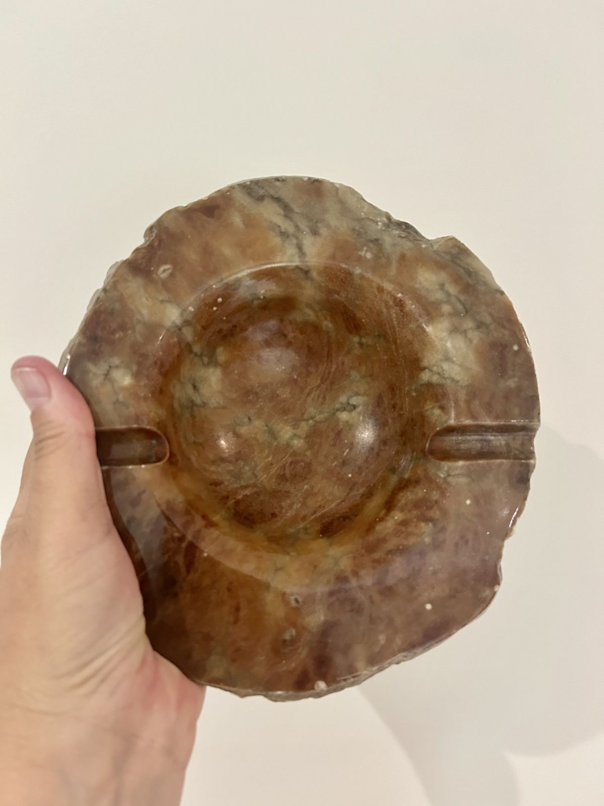 1960s Large Italian Alabaster Astray/Incense Holder In Tones Of Brown photo vintage