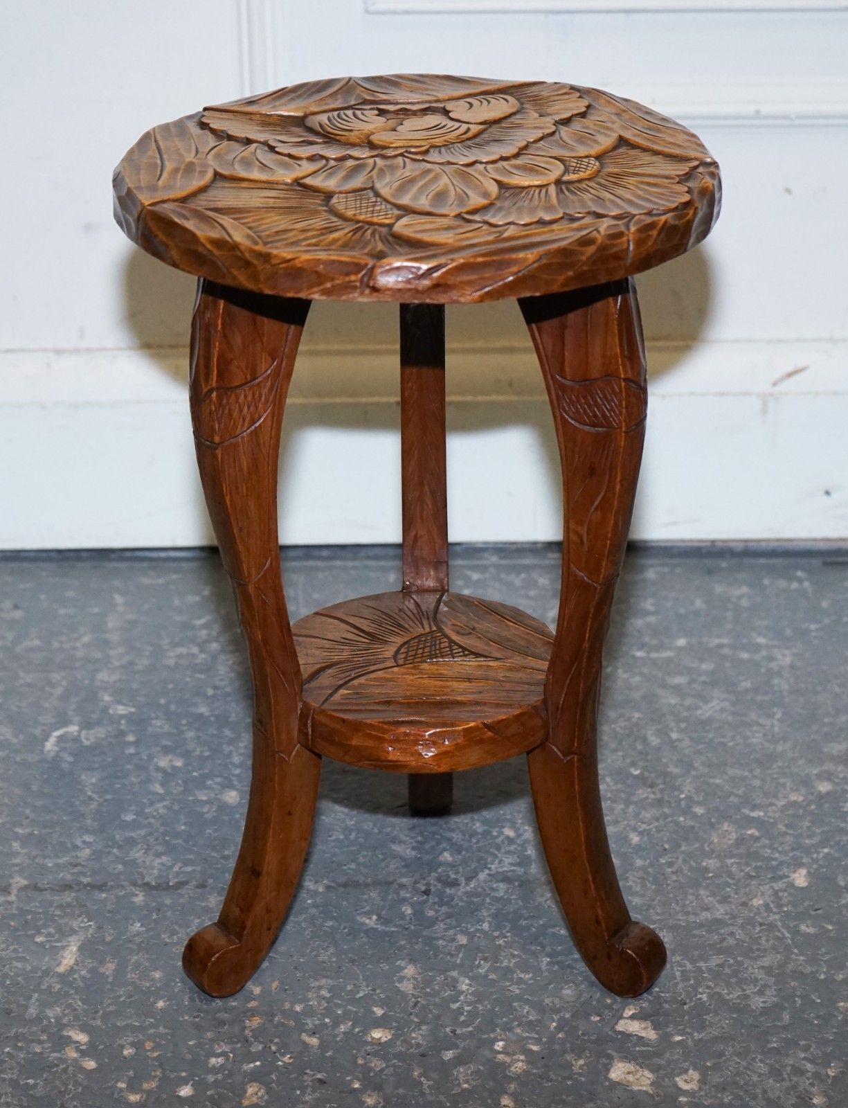Restored 19th Century Libertys London Hand Carved Occasional Side Lamp Table photo for sale