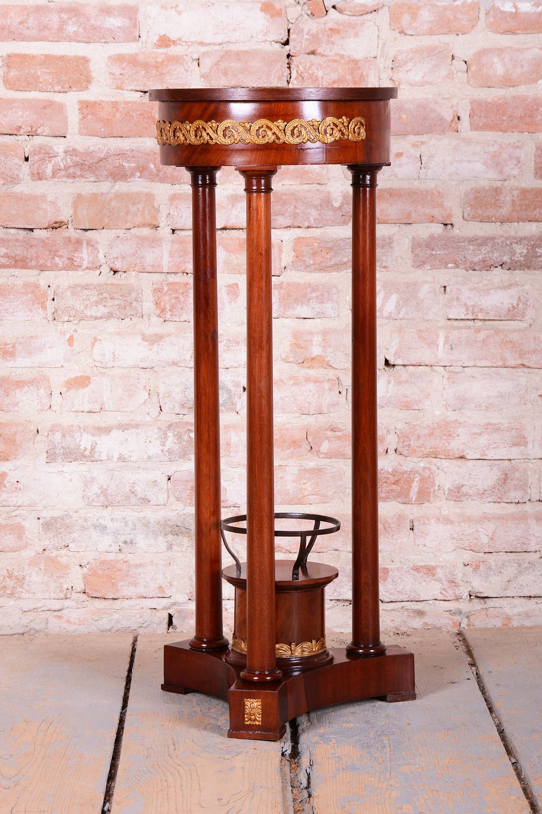 Restored Empire Pedestal, Mahogany, Brass, Revived Polish, France, 1820s photo for sale