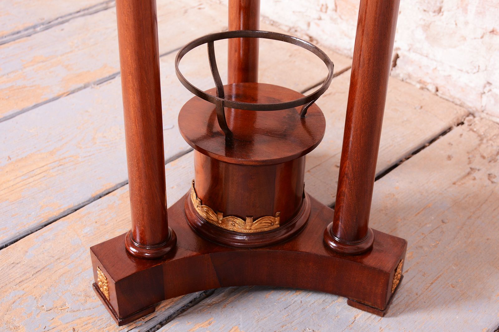 Restored Empire Pedestal, Mahogany, Brass, Revived Polish, France, 1820s photo vintage