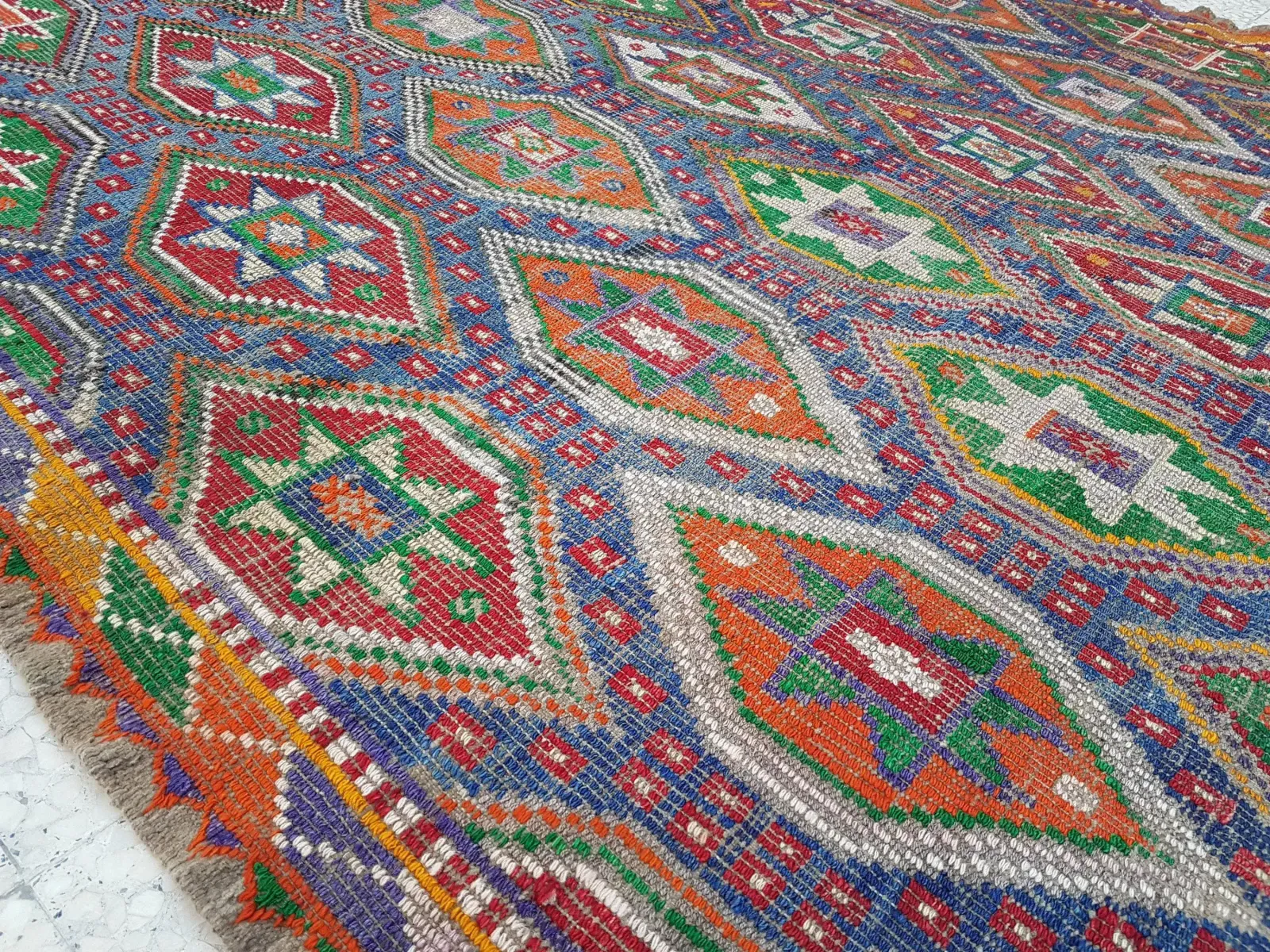Turkish Jajim Kilim Rug 6'1" X 7'5" photo vintage