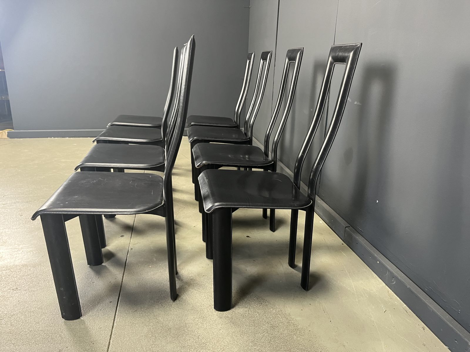 Italian Model Regia Dining Chairs By Antonello Mosca For Ycami, 1980s, Set Of 8 photo for sale