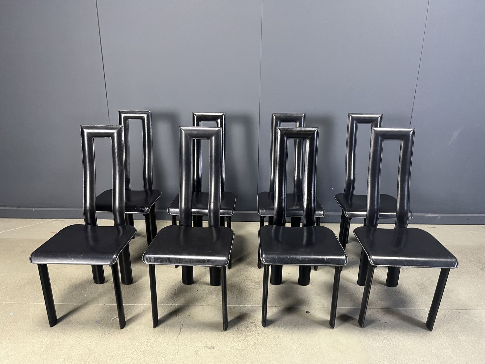 Furniture Italian Model Regia Dining Chairs By Antonello Mosca For Ycami, 1980s, Set Of 8 photo