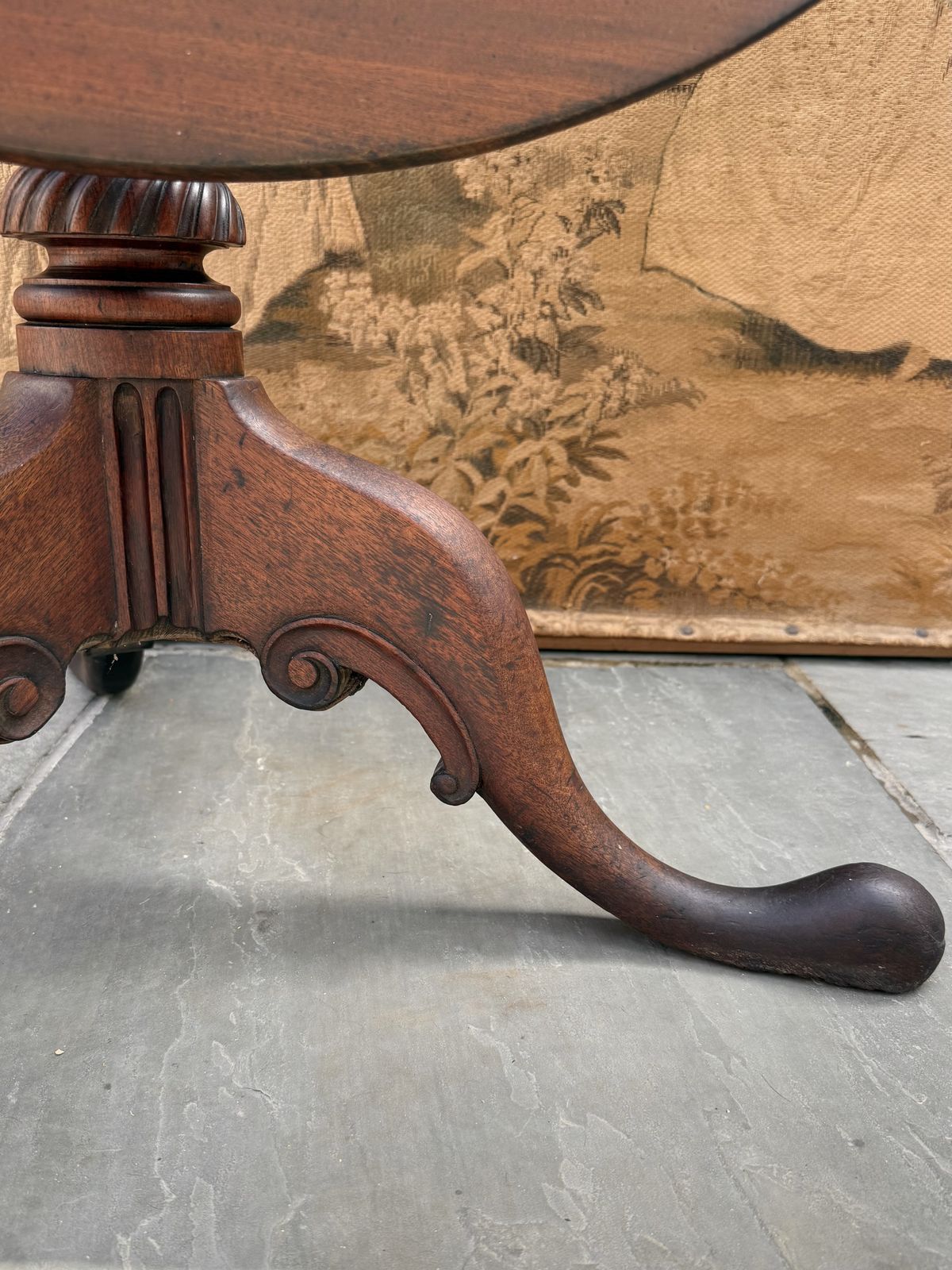 Antique Rare 18th Century Irish Carved Mahogany Tripod Table Circa 1750