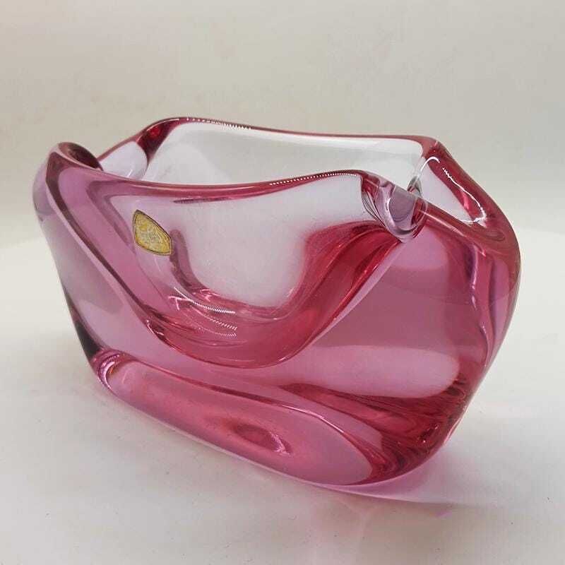 1950s Big Rare Total Purple Ashtray Or Catch All In Murano Glass. 18 Cm   7.08 Inches photo Lighting