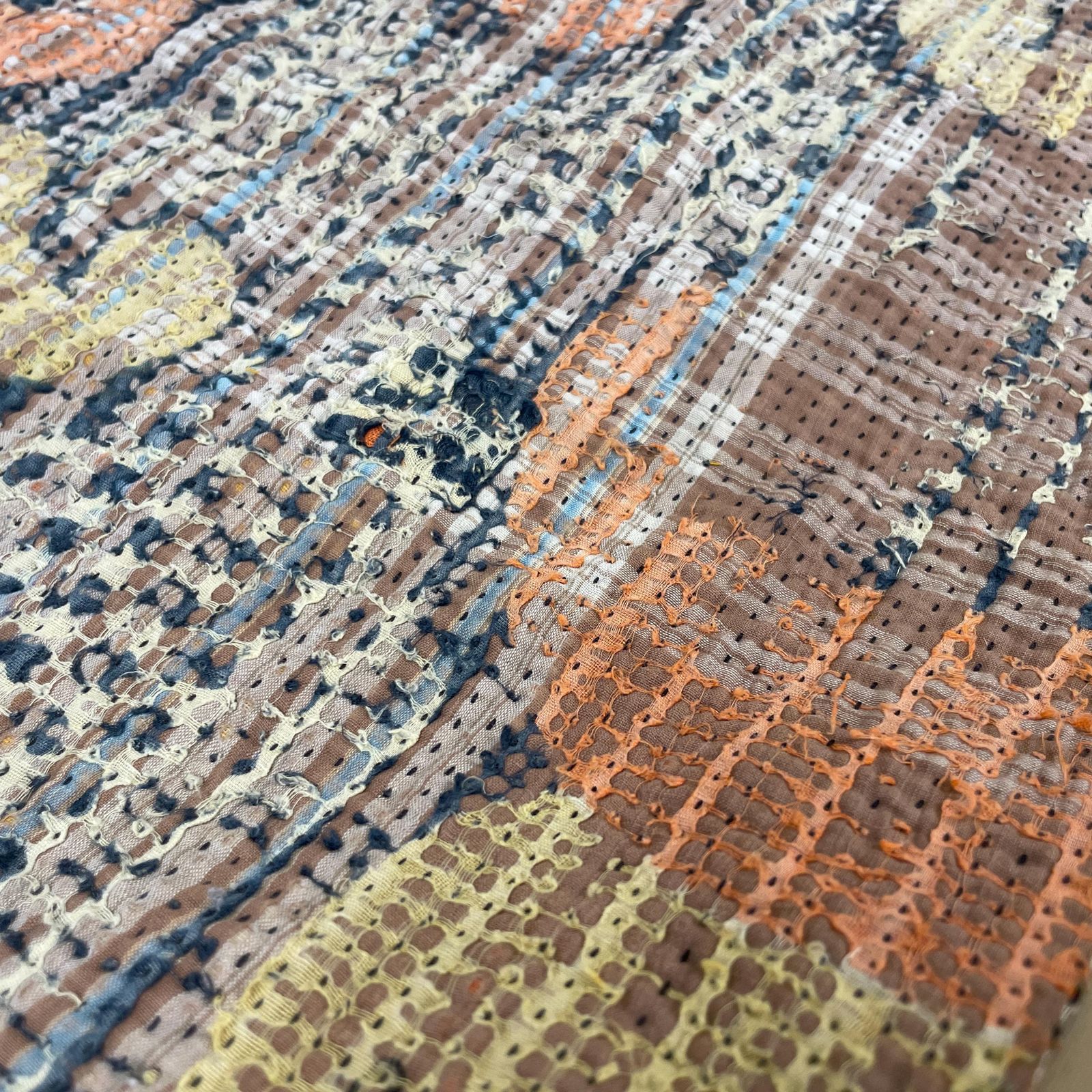 Textiles Indian Fabric Table Runner Hand Embroidered Pattern Tapestry Cotton Handmade Craft Traditional Cloth India Stitched Rectangle 97x33cm photo