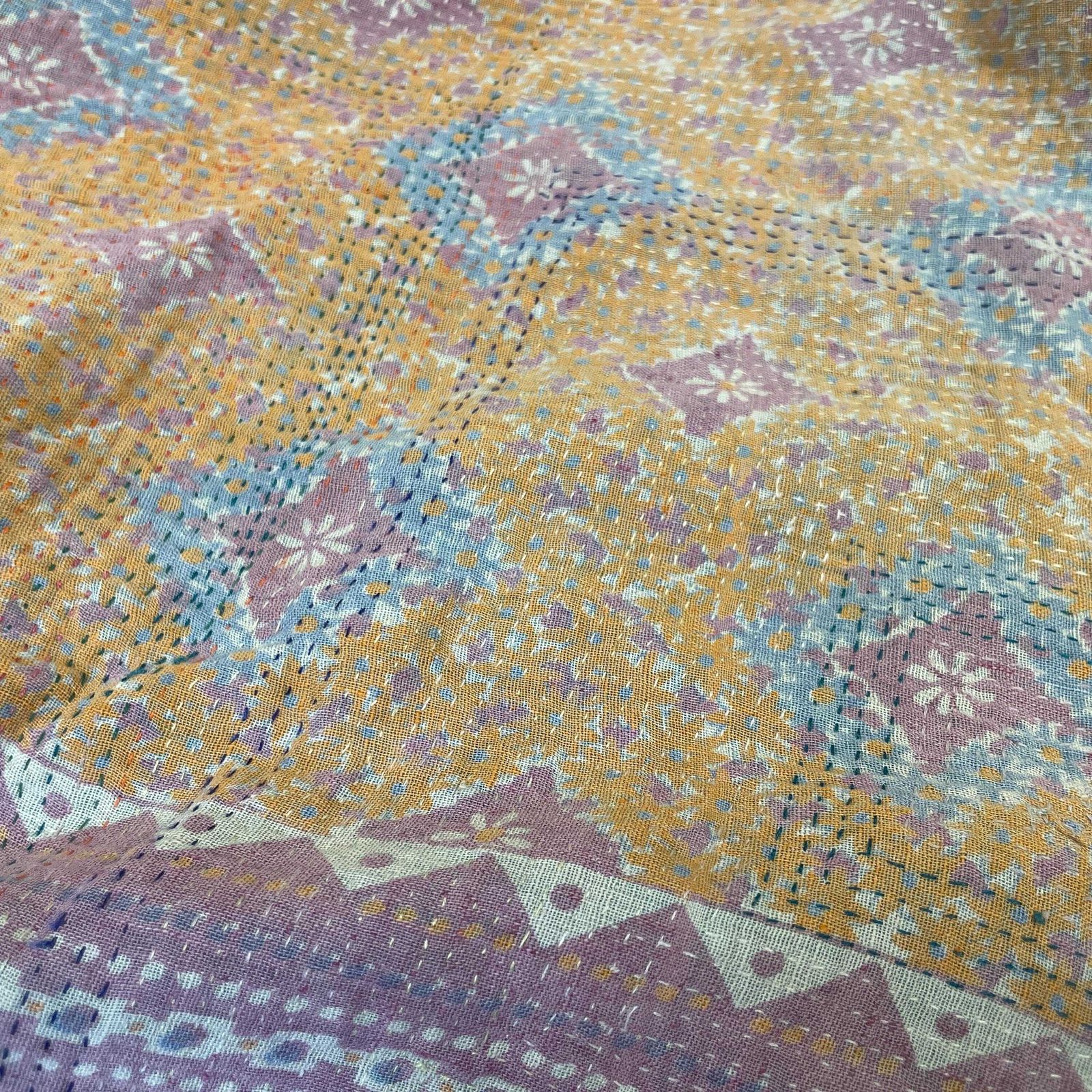Vintage Indian Fabric Blanket Hand Embroidered Pattern Tapestry Cotton Handmade Craft Traditional Cloth India Stitched Patchwork 109x142cm photo buy