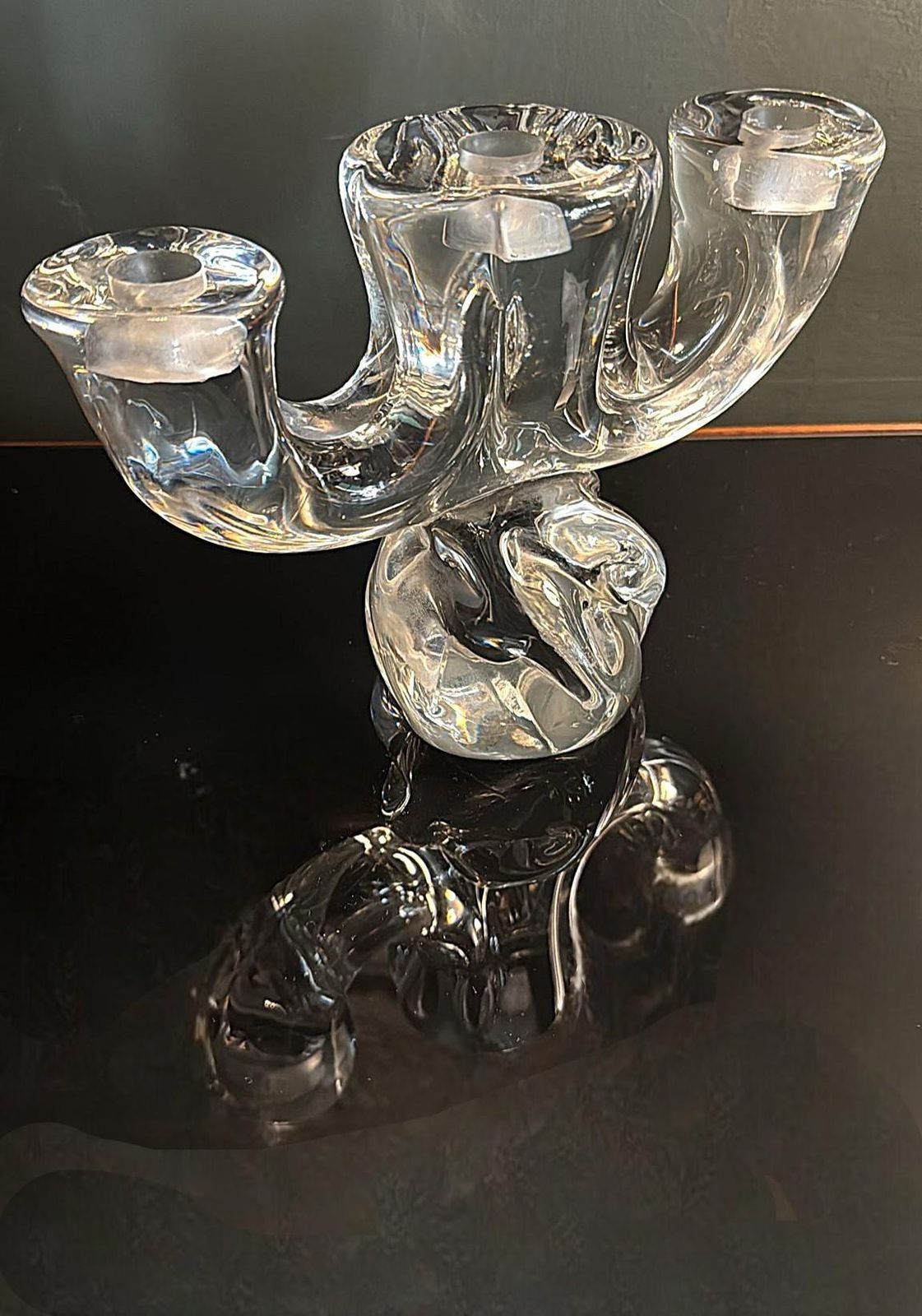 photo vinterior Art Deco French Crystal Candle Holder Crystal De Vannes Style